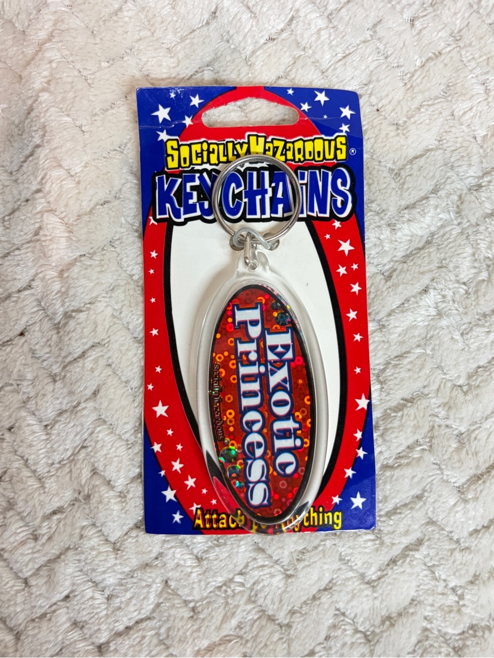 Vintage‎ Y2K Socially Hazardous Exotic Princess Keychain Deadstock Red Glitter